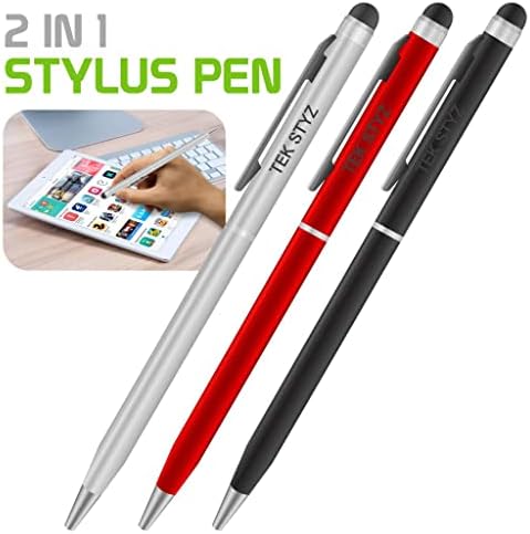 Pro Stylus Pen עבור Zen Mobile M6 עם דיו, דיוק גבוה, צורה רגישה במיוחד וקומפקטית למסכי מגע [3 חבילה-שחורה-אדומה-סילבר]